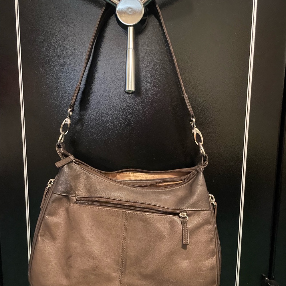 Concealed carry Brown Leather Shoulder Bag